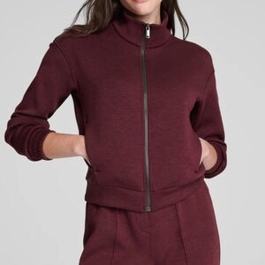 SPANX AirEssentials Brushed Cassis Heather  Zip-Up Sweatshirt